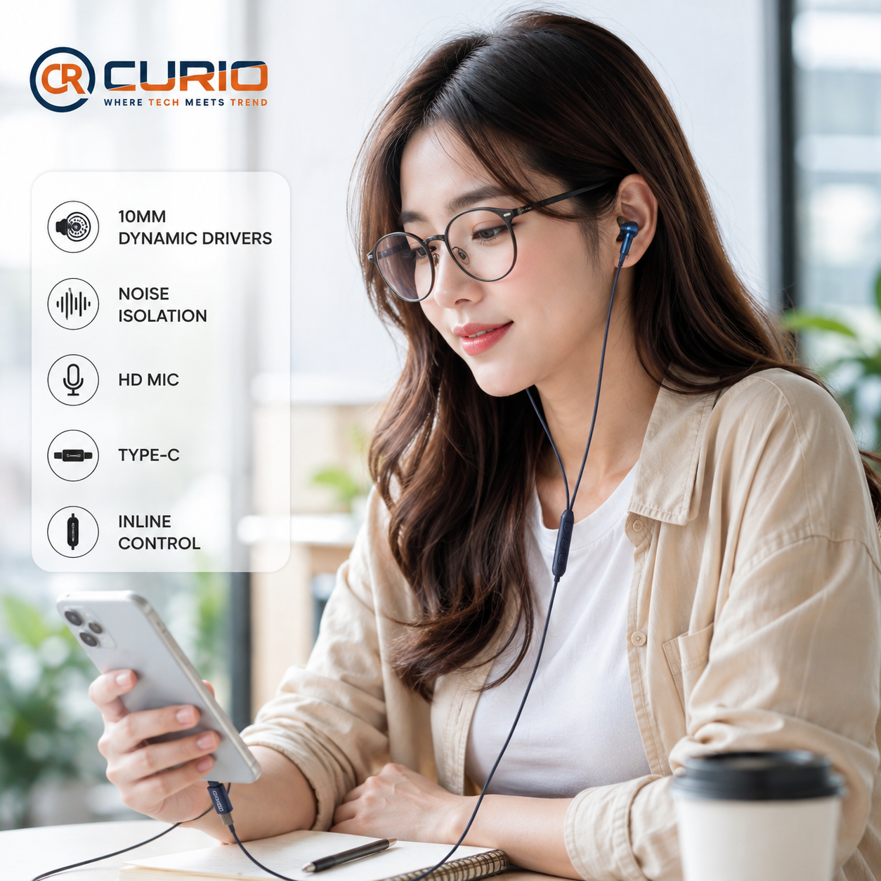 Echo-X Type-C Wired Handsfree Earphones with Volume Control