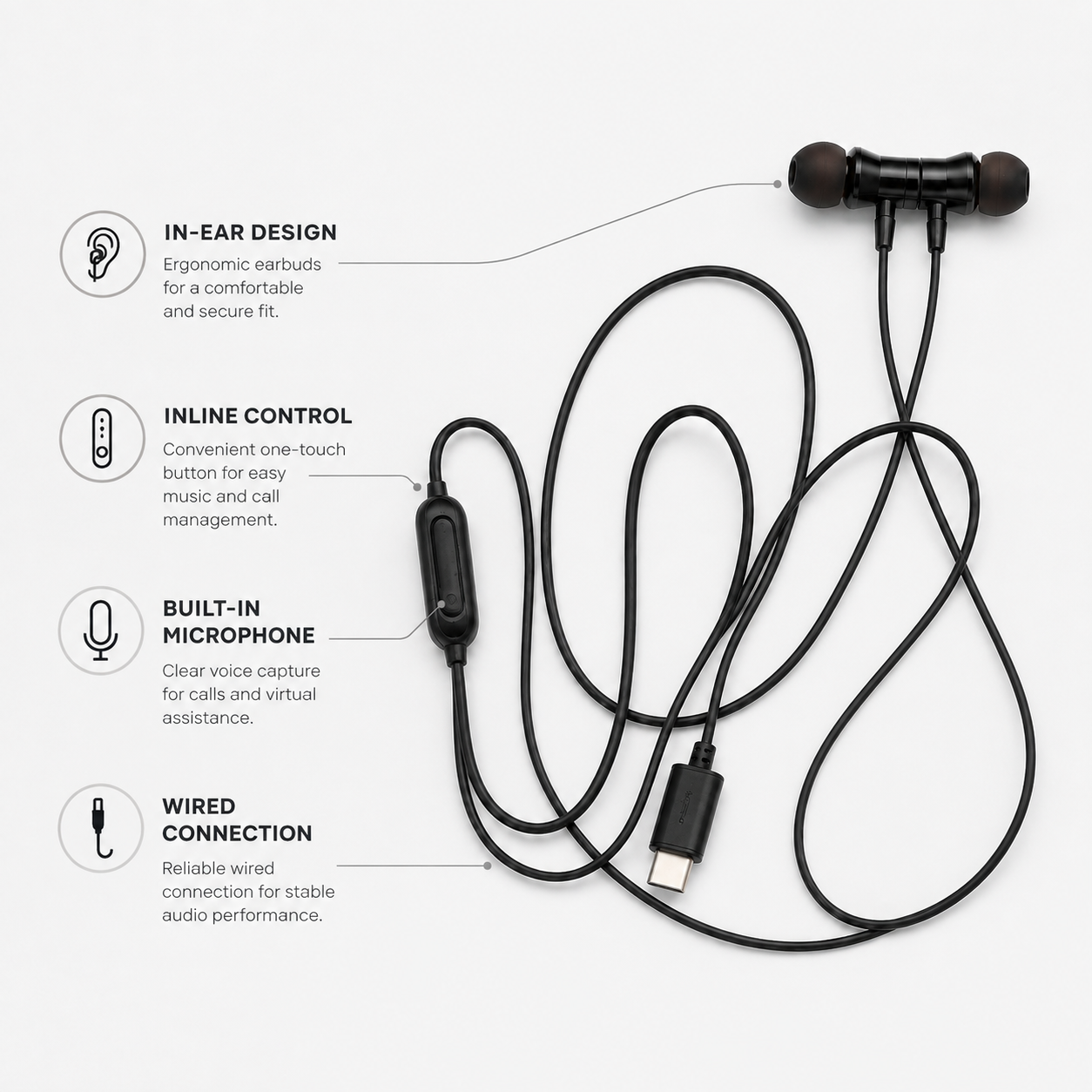 Echo-X Type-C Wired Handsfree Earphones