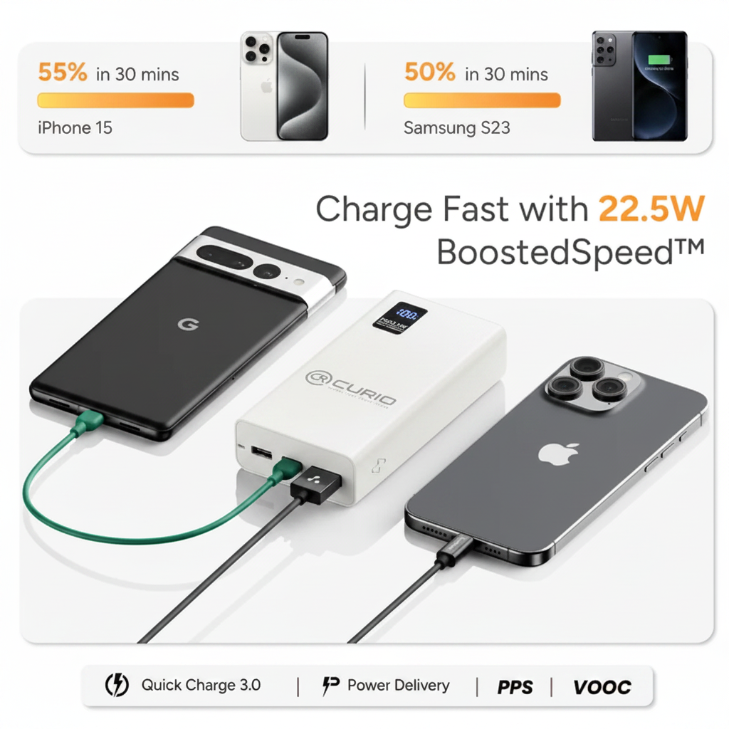 CURIO Power Bank - Fast Charge Speed Layout
